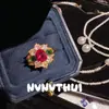 Anillo de Flor de Rosa con Piedra Preciosa, Cierre de Botella de Perla Pequeña de Tahití, Conjunto de Collar de Perlas de Concha, Estilo de Gama Alta de Nicho