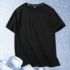 Camiseta Masculina de Seda Gelada Gordurosa Manga Curta Verão Fina Tamanho Plus Manga Meia Manga Stretch Secagem Rápida Roupas Fitness Camiseta