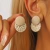 Pendientes Redondos Geométricos Bohemios para Mujer de Gama Alta Exagerados Atmosféricos de Madera Pendientes Artísticos Vintage de Madera