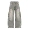 Pantalones Cargo tipo Scimitar de Leñador Lavado Vintage con Salpicaduras Estilo Americano para Hombres y Mujeres, Novedad Otoño 2025 Sueltos Rectos Casuales