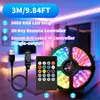 Tira de luz ambiental 5050 RGB transfronteriza, alimentada por USB, con control remoto de 20 teclas, activación por música y sonido, e iluminación de fondo colorida