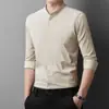 Camisa Masculina de Manga Longa 2024 Nova Estilo Primavera e Outono Veludo Tendência Gola Alta Não Amassa Casual