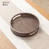 Bandeja de té casera para teteras, tazas de té, frutas, plato de postre de alta gama, posavasos tejido de bambú con asa octogonal