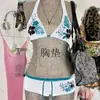 Conjunto de Biquíni Y2K Retro Europeu e Americano com Estampa Floral, Estilo Hot Girl, com Bojo, Fashion e Sexy, Atacado