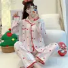 Algodão Nuvem Novo 2026 Primavera e Outono Pijama de Manga Longa para Mulheres, Cardigã Concha Botões Doces Conjunto de Roupa para Casa, Pode Ser Usado Fora