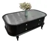 Conjunto de Mesa de Centro Simples de Madeira Maciça Estilo Retrô Americano para Apartamentos Pequenos, Modelo Novo, Mesa de Chá Totalmente Montada, Mesa de Chá Doméstica Estilo Vintage para a Sala de Estar