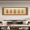 Cinco bendiciones para el hogar: una pintura decorativa grande de estilo horizontal para la sala de estar, adecuada para colgar en la pared del fondo del sofá, o como un mural temático de calabaza al estilo chino para el cabecero de la cama del dormitorio