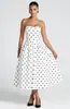 Sitio Independiente Amazon Transfronterizo Ropa de Mujer Europea y Americana Vestido sin Tirantes de Lunares Estilo Hepburn Francés Cintura Ceñida Moda 8170