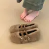 Zapatos casuales peludos de moda para mujer para otoño e invierno 2026, cálidos y forrados de felpa, que aumentan la altura, zapatos de algodón para exteriores