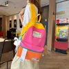Mochila transfronteriza de nuevo diseño color block, ligera y casual para estudiantes de secundaria y preparatoria, diseño inspirado en la dopamina, con asa desmontable para viajar