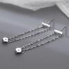 Pendientes de cadena de plata de ley s925 para mujer, aretes colgantes de estilo hip-hop únicos, ligeros, de lujo, estilo vintage, estilo nacional.