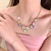 Colar de pérolas fritillary Ji sereia galvanizada a ouro real, corrente de clavícula simples francesa, colar retrô elegante e personalizado