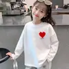 Camiseta de Manga Larga para Niños, Ropa Nueva de Primavera, Camiseta Básica Blanca para Niñas, Algodón Puro, Prenda Interior Holgada para Niños Medianos y Grandes, Top de Cuello Redondo