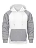 Moletom com Capuz Bloco de Cores Outono/Inverno Novo Estilo com Lã, Conjunto de Roupa Esportiva Casual Masculina Loose Tamanho Grande Estilo Europeu e Americano