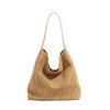 Bolso Tote Simple de Ante Personalizado para Otoño e Invierno, Gran Capacidad, Primera Capa de Piel de Vacuno Esmerilada, Bandolera de Hombro