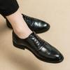 Zapatos de vestir de negocios para hombre, estilo británico, con cordones y punta tallada, zapatos de boda de moda para hombre.