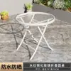 Mesa de Comedor Redonda Plegable Blanca de Vidrio Templado para Exteriores, Mesa de Comedor para el Hogar con una Mesa y Dos Sillas, Mesa de Té Pequeña para Balcón