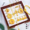 Conjunto de Joias Étnicas Banhado a Ouro de Xinjiang, Brincos Futaiankang Fivela da Paz, Brincos de Abóbora, Sensação Elegante e de Alto Padrão