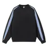 Moletom ACU Masculino com Painel Listrado Patchwork Gola Redonda 2026 Outono Cor Vintage Color-Block Jaqueta Simples Pulôver para Homens