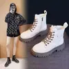 Botas estilo Martin para mujer para uso en exteriores, nuevo modelo otoño e invierno 2026, forradas de felpa, cálidas y gruesas, botas de motociclista estilo británico, botines ajustados
