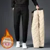 Pantalones de algodón para hombre, talla grande, cortavientos e impermeables para invierno, forrados de forro polar de borrego, adecuados para deportes al aire libre y uso casual, venta al por mayor