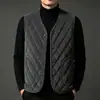 Chaleco de Pana para Hombre Invierno Mediana Edad Plus Terciopelo Engrosado Forro de Lana de Cordero Ropa de Papá Cuello en V Chaleco de Algodón Hombre