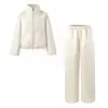 26 Chaqueta Compuesta de Satén Elegante Estilo Europeo y Americano Otoño Chaqueta Casual Holgada de Satén + Conjunto de Pantalones Largos con Cintura Elástica