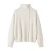 Cárdigan de punto 100% cachemira pura para mujer, suave y acogedor, abrigo suéter de cuello alto abotonado, cárdigan de cachemira con cuello alto abotonado