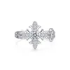 Nuevo Anillo de Flor de Iris Cruzada Estilo Chino para Mujer, Lujo Ligero Nicho Moda de Gama Alta Elegante Versátil para el Día a Día Anillo Abierto