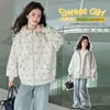 Chaqueta Sudadera con Capucha para Niñas, Estilo Coreano Primavera y Otoño Estampada con Cremallera, Chaqueta Casual para Niñas Mayores, Ropa de Otoño de Moda