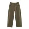 Comercio Exterior 2026 Otoño Nuevo Estilo Europeo y Americano Moda Femenina Casual Suelto Color Sólido Cintura Alta Pantalones tipo Cubo 8372248