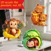 Chaveiro Acrílico 2D Fofo e Divertido Transfronteiriço com Múltiplos Padrões para Escolher, Apresentando Personagens de Desenho Animado Como Anões, Frutas e Ratos, Adequado como Pingente de Bolsa