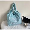 Bolsa de Axila Casual Estilo Coreano Estilo Preguiçoso Grande Capacidade para Mulheres 2025 Verão Nova Bolsa Tote de Lona Bordada com Letras