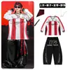 Ropa de Street Dance para Niños Ropa Hip Hop de Moda para Niños Rayas Rojas y Blancas 03 Conjunto de Ropa de Baile Traje de Presentación para Niñas Niños