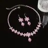 Collar Colgante Flor de Diamante de Zirconia Cadena de Clavícula Versátil Elegante Exquisito Retro Set de Joyería de Lujo Ligero de Alta Gama