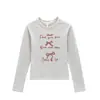 Nueva camiseta de algodón de manga larga para mujer de principios de otoño con cuello redondo y hombros rectos, diseño de lazo estilo americano, top ajustado para mujer