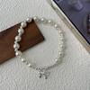 Pulsera de Bolas de Perlas con Lazo de Plata Esterlina S925 Pulsera para Mujer Plata Esterlina Lujo Ligero Nicho Exquisito Explosiones