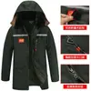 Chaqueta de algodón de invierno para hombre, abrigo de algodón para protección laboral, forro polar, engrosado, impermeable, multibolsillos, cortavientos, longitud media, a prueba de frío, cuello alto