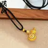 Nuevo Collar de Calabaza con Flor de Cuatro Hojas Giratoria Exquisito y de Moda Retro, Lujo Ligero, Sensación de Alta Gama, Collar Largo Versátil
