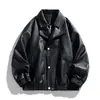 Nueva Chaqueta de Trabajo para Hombre Tallas Grandes de Piel Sintética Talla Grande Chaqueta de Cuero con Patrón de Lichi para Hombre Cuello Alto Motocicleta