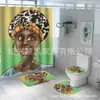 Cortina de Ducha Serie Cabeza de Mujer Morada, Múltiples Diseños Florales, Juego de Tres Piezas para Baño Impreso Digitalmente, Juego de Cuatro Piezas, Gran Cantidad, Excelente Precio