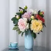 2 cabeças de peônia pintadas a óleo artificiais, flores de seda, para decorações de casamento, decoração de casa, arranjos de flores, flores de plástico e adereços de fotografia
