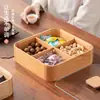Nueva caja de frutas de madera de nogal estilo chino con tapa, bandeja dividida de madera maciza para frutas secas, caja de almacenamiento para té y bocadillos en la sala de estar