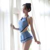 PXFS Nova Roupa Íntima Sexy República da China Terno de Três Pontos Cheongsam de Renda Tentação Uniforme Transparente Feminino 1886