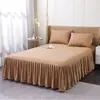 Colcha de Color Sólido Sencilla con Faldón de Cama, Cubrecama de una Pieza, Cubierta para Borde de Faldón de Cama, A Prueba de Polvo, Estilo Delgado, Universal para Todas las Estaciones, Cubierta Protectora