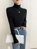 Ropa de Primera Línea Suéter de Cachemir para Mujer de Cuello Alto Sin Costuras Otoño e Invierno Nuevo Top Camiseta Base de Punto Versátil