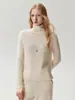 Nueva colección de otoño e invierno: suéter sin costuras, 100% cachemira, de cuello alto, tejido doble con una abertura lateral en el dobladillo