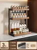 Estante de Almacenamiento de Condimentos Estilo Vintage para Encimera de Cocina, Organizador Multifuncional para Aceite, Sal, Salsa y Vinagre, Multicapa