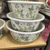 Balanza de esmalte de grado alimenticio, cuenco amasador grueso de estilo antiguo con tapa, lavabo de cocina para el hogar, lavabo de esmalte