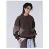 Tejidos de Punto Americanos con Empalme de Color Contrastante Cuidadosamente Seleccionados para Hombre, Nuevos Tops de Invierno Holgados Casuales Retro Tendencia de Marca